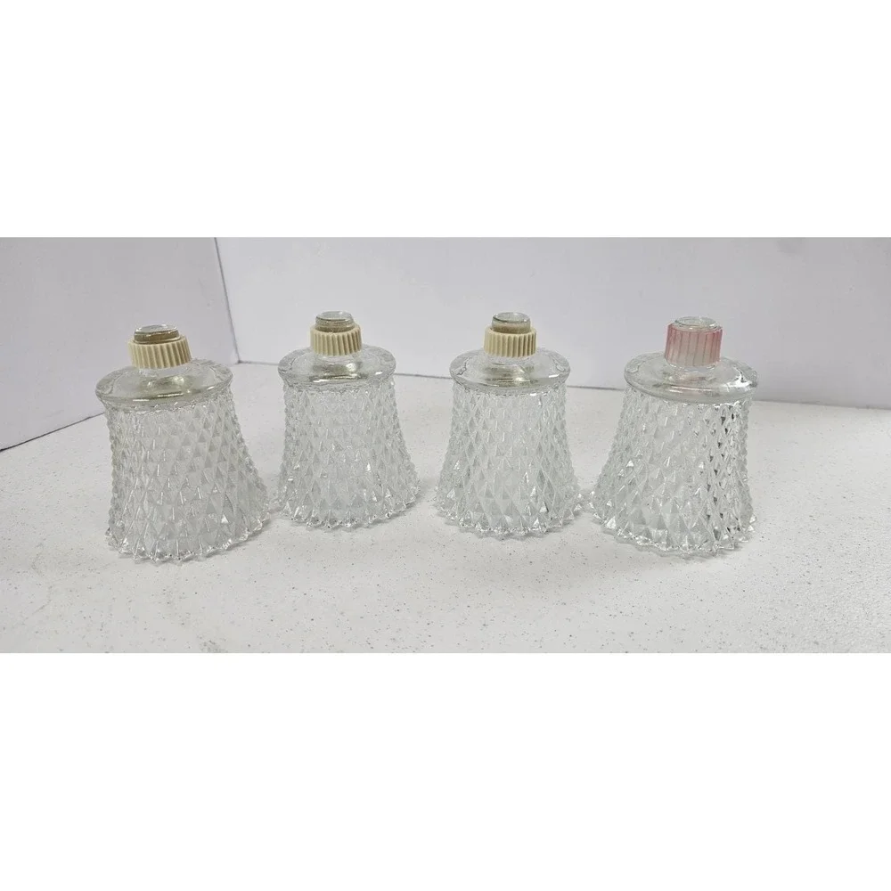 VTG Clear Diamond Point Glass Peg Votive Sconce Candle‎ Holders Homco Set of 4